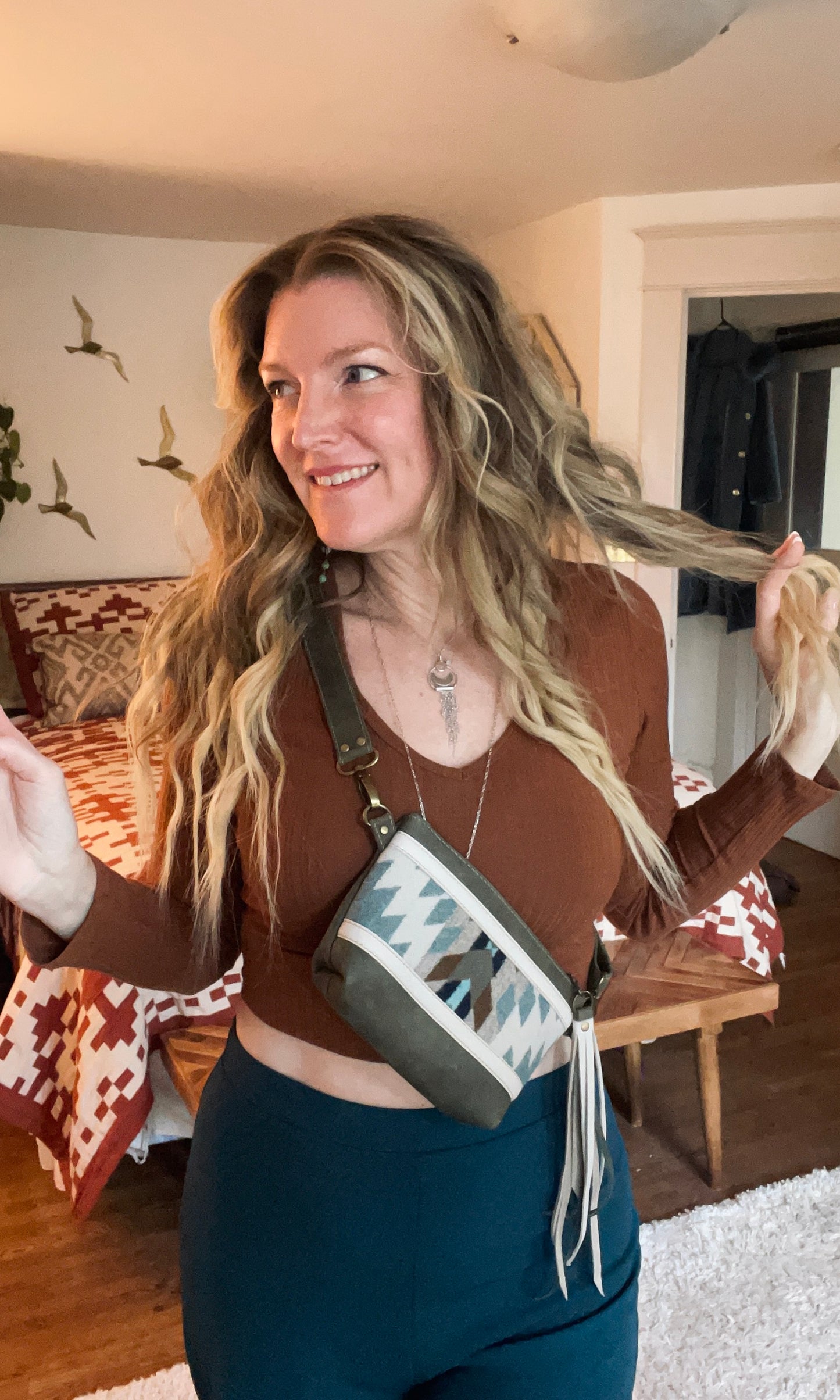 Purple painted desert Fanny Pack/Mini Crossbody