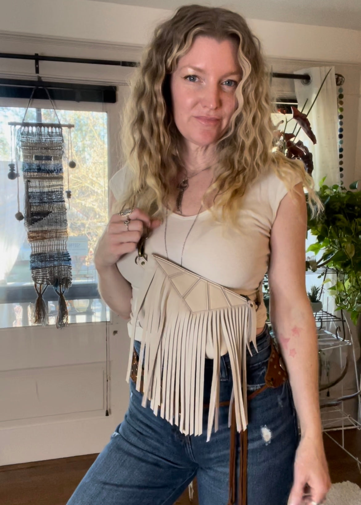 Fringe Deluxe Fanny Pack in Cream