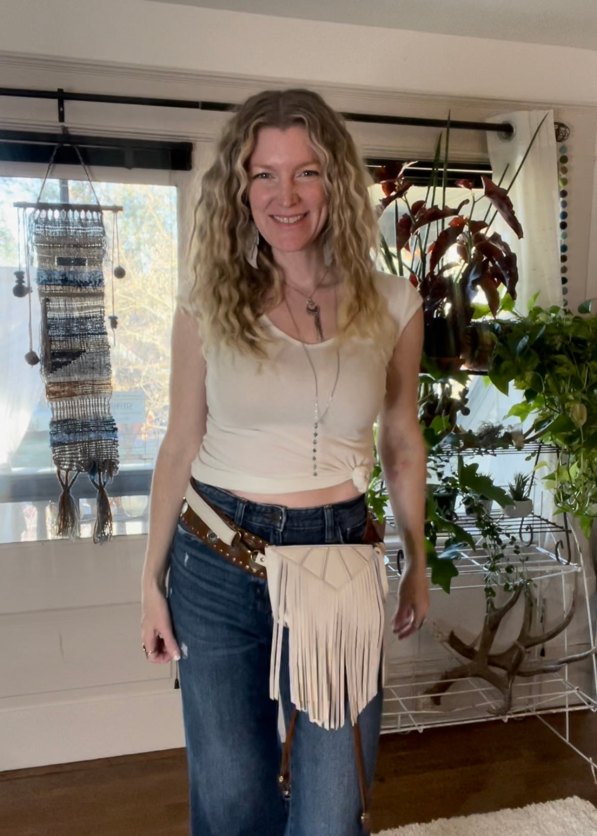Fringe Deluxe Fanny Pack in Cream