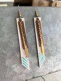 Sticks - White Leather and Brass Earrings