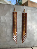 Sticks - Brown Leather and Brass Earrings