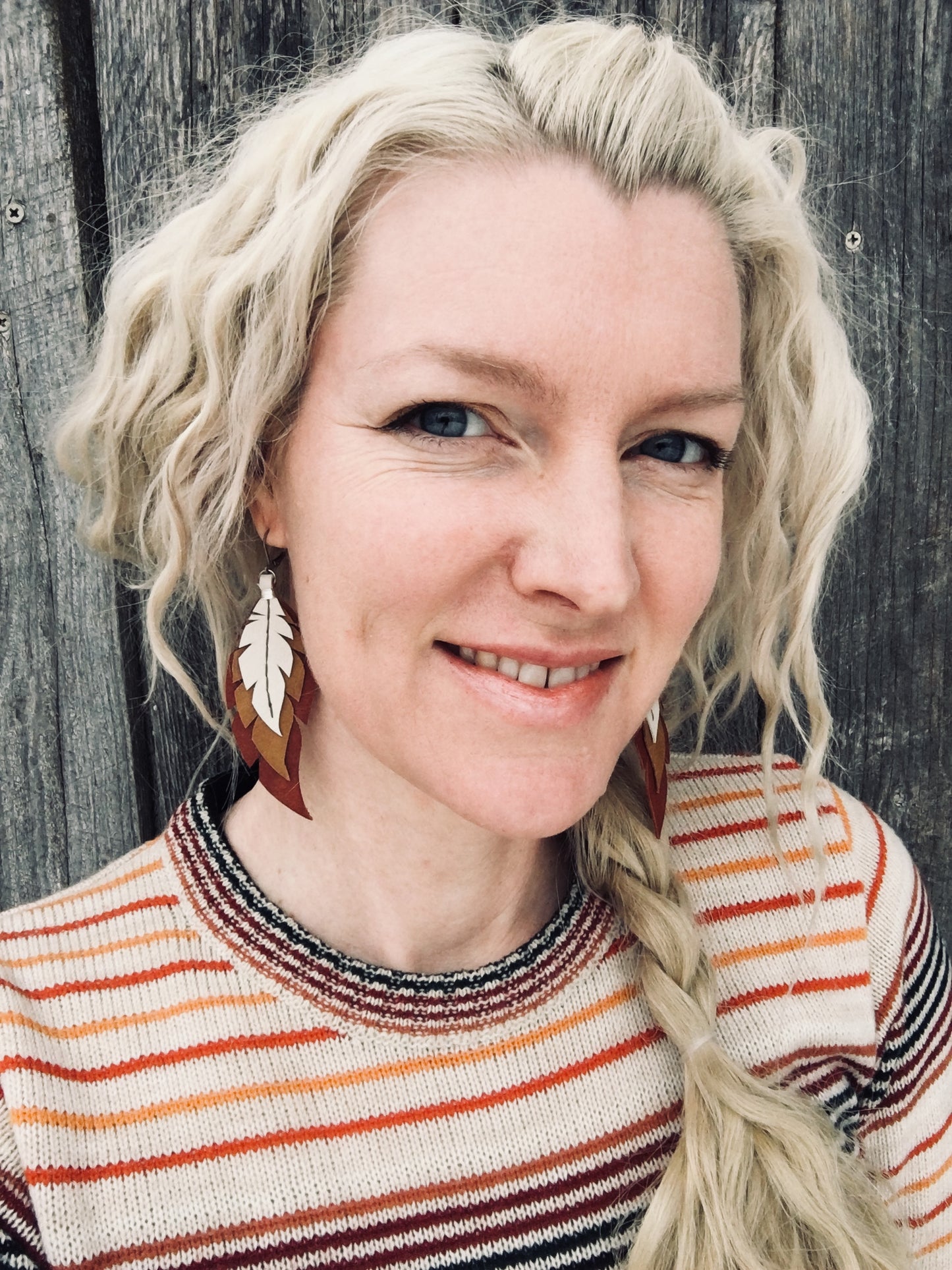 Aspen - Layered Leather Feather Earrings