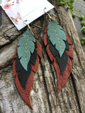 Ocotillo - Layered Leather Feather Earrings
