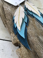 Juniper - Layered Leather Feather Earrings
