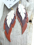 Willow - Layered Leather Feather Earrings