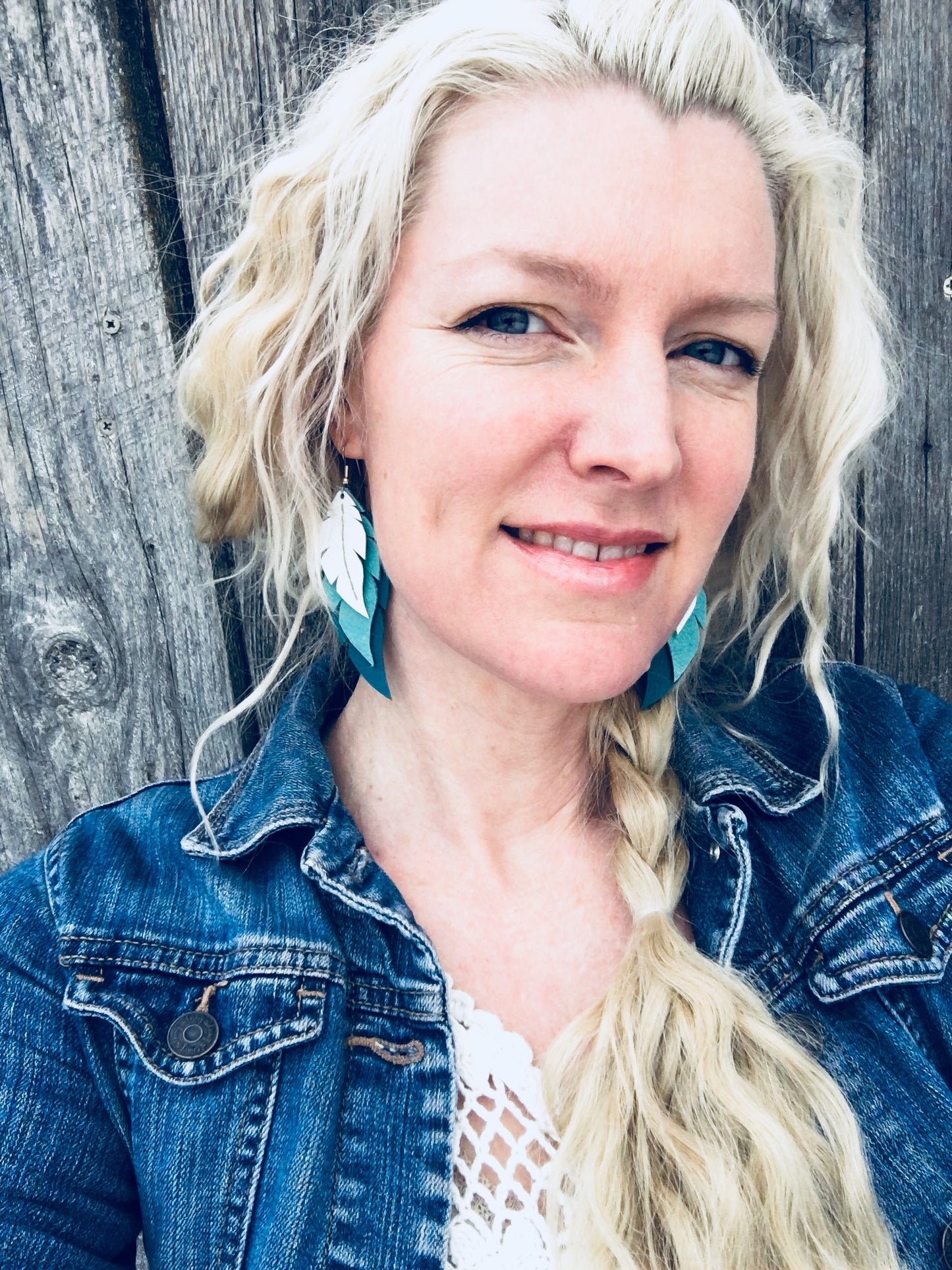 Lupine - Layered Leather Feather Earrings