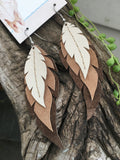 Wren-Layered Leather Feather Earrings